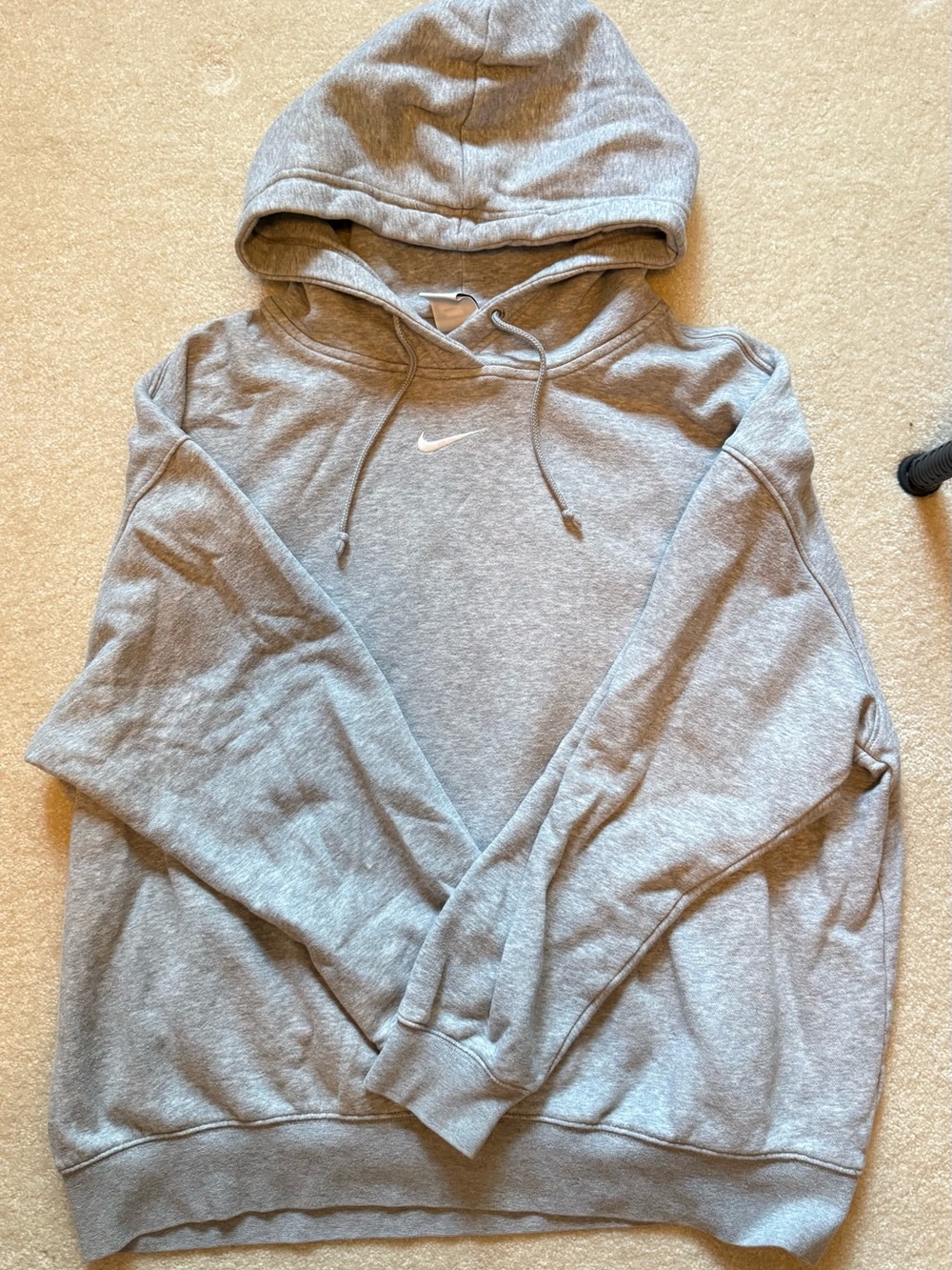 Nike Light Gray Pullover Hoodie with White Swoosh